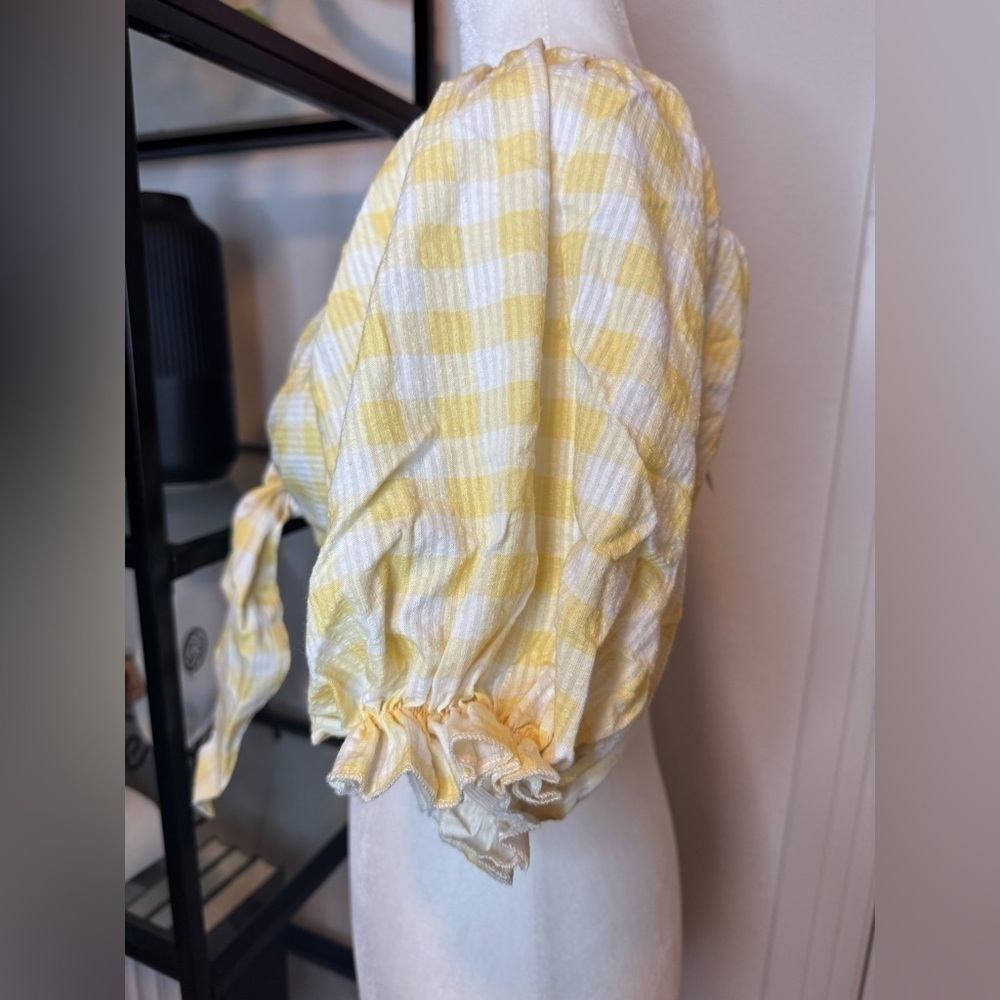 NWT Charlie Holiday Womens Ivy Cotton Knot Front Bra-Top Yellow Size L - Picture 11 of 11
